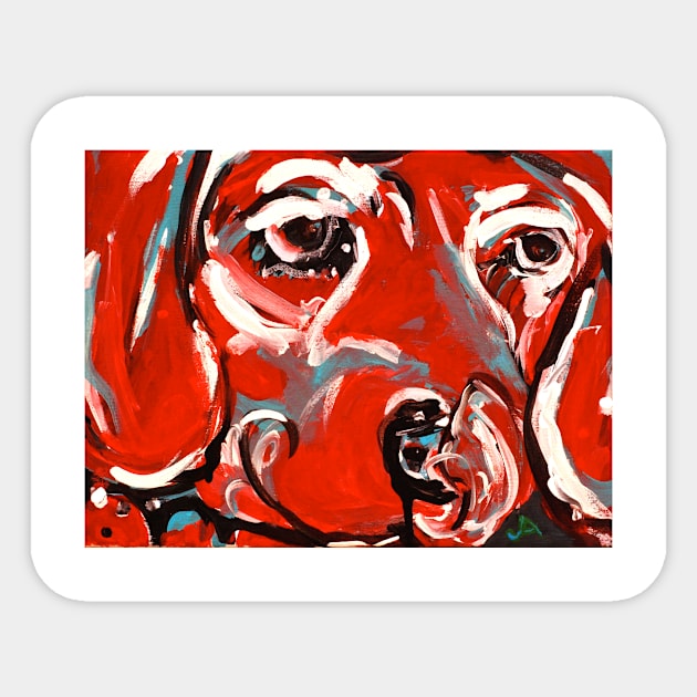 Yellow Lab in Red Sticker by Jeneralarts